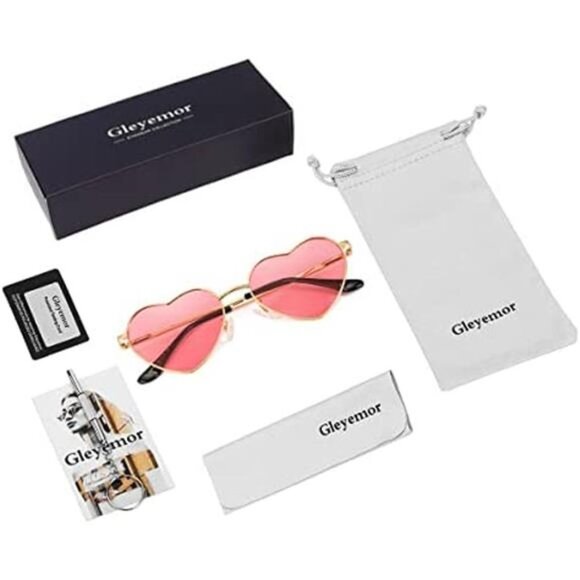 Polarized Heart Shaped Sunglasses for Women Metal Frame Cute Lovely Glasses - Picture 5 of 6